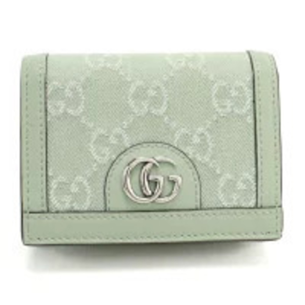 Gucci Bi fold Wallet GG Marmont Compact Leather Green